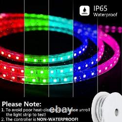 50FT Neon Rope Light RGB Color Changing Flexible Strip Lighting Home Party Bar