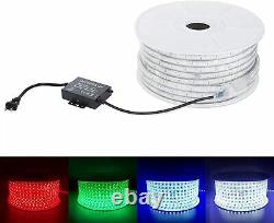 50FT RGB Neon Rope Light 110V AC Flexible Waterproof Indoor Outdoor Remote Multi
