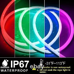 50ft LED RGB Neon Rope Light IP67 Waterproof Multicolor Lighting For Decoration