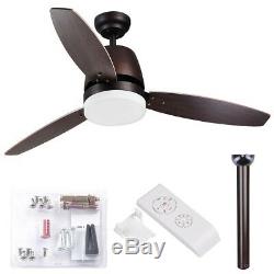 52 Ceiling Fan with 3 Colors LED Light Remote Control Cooling Breeze Home Cafe