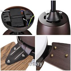 52 Ceiling Fan with 3 Colors LED Light Remote Control Cooling Breeze Home Cafe