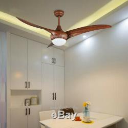 52'' Dimmable LED Ceiling Fan Chandelier Lamp with LED Light Remote Wood Grain