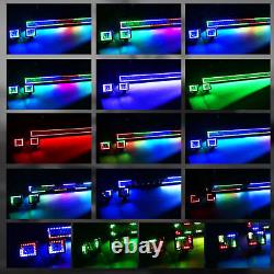 52 LED Light Bar Offroad Driving RGB Halo Color Changing & Harness For Pickup