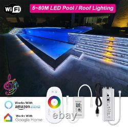 580M 60LEDs/M IP68 Submersible Waterproof 24V RGB LED Light WiFi Swimming Pool