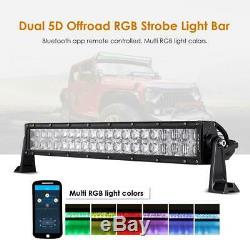 5D 22inch RGB Led Light Bar 16 Colors Changing Bluetooth For Jeep Off-Roads SUV