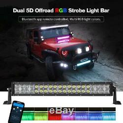 5D 22inch RGB Led Light Bar 16 Colors Changing Bluetooth For Jeep Off-Roads SUV