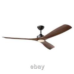 60 in. Indoor Color Changing LED Black Ceiling Fan with Light and Remote