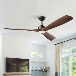 60 in. Indoor Color Changing LED Black Ceiling Fan with Light and Remote