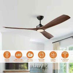 60 in. Indoor Color Changing LED Black Ceiling Fan with Light and Remote