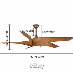 62inch Wood Grain Dimmable LED Ceiling Fan Hanging Fixture with Remote Control