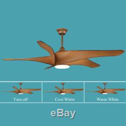 62inch Wood Grain Dimmable LED Ceiling Fan Hanging Fixture with Remote Control