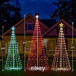 6FT 265LED Outdoor Christmas Tree, Color Change Prelit Smart Cone Christmas Tree