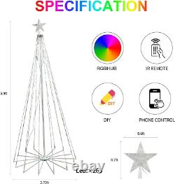 6Ft 265 Leds Christmas Cone Tree Light Outdoor Bluetooth Smart Fairy String Ligh