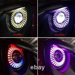 7 Inch LED Headlights Color Changing 3D Halo Chasing For Jeep Wrangler JK LJ TJ