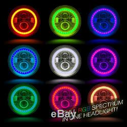 7 Inch Round LED Headlights Halo Wireless SmartPhone Color Changing Angel Eyes