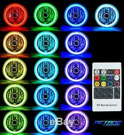 7 RGB SMD Multi-Color White Red Blue Green LED Halo Angel Eye 6K HID Headlights