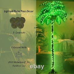 7FT LED Palm Tree Color Changing Lights, Remote Blue Green, Indoor/Outdoor Decor