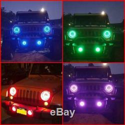 7Inch 120W(Set) RGB Halo Ring LED Headlights Combo Kit For Jeep Wrangler JK TJ