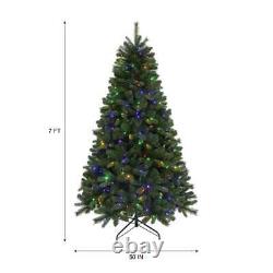 7ft Pre-Lit 400 Color Changing LED Lights Artificial Christmas Tree with base