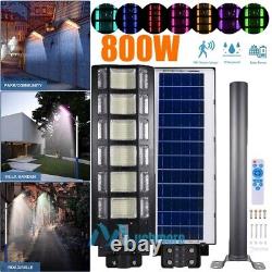 800W Commercial Solar Street Light Colorful Color Changing LED Road Lamp with Pole