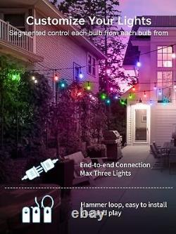 96FT Color Changing Outdoor String Lights, Commercial Grade with Music Sync