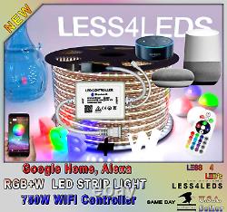 98' High Voltage 110V 120V LED Strip Light RGB+W Real WIFI Google Alexa Nest