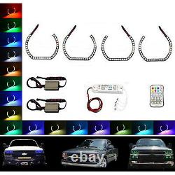 99-02 Chevy Silverado Multi-Color Changing LED RGB Headlight Halo Ring M7 Set