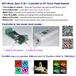 A Single Run of 20125FT RGBW WiFi Music Sync LED Strip Light Waterproof 12V PSU