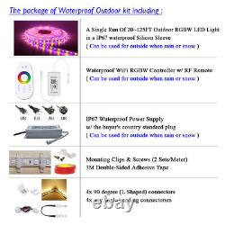 A Single Run of 20125FT RGBW WiFi Music Sync LED Strip Light Waterproof 12V PSU