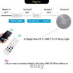 Apple HomeKit 1100FT Waterproof WiFi Music Sync RGB LED Strip Light Kit 12V PSU