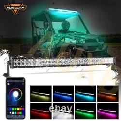 Auxbeam 42 Curved RGBW COLOR CHANGING LED Light Bar Roof For Polaris General
