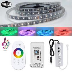 Black PCB 250FT 150FT 100FT 50FT 60LED/M Waterproof WiFi LED RGB Strip Light 12V