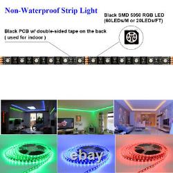 Black PCB 250FT 150FT 100FT 50FT 60LED/M Waterproof WiFi LED RGB Strip Light 12V