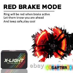 Bluetooth 4x15in Wheel Ring Accent Light LED RGB Multi Color Kit Red Brake Mode