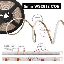 COB LED Strip Light Dream Color 5mm 5V WS2812B RGBIC Addressable For DIY Decor