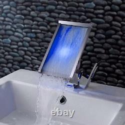 Cascada Color Changing LED Waterfall Bathroom Sink Faucet (Chrome Finish)