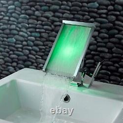 Cascada Color Changing LED Waterfall Bathroom Sink Faucet (Chrome Finish)