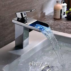 Cascada Color Changing LED Waterfall Bathroom Sink Faucet (Chrome Finish) HDD721