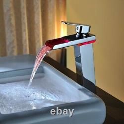 Cascada Color Changing LED Waterfall Bathroom Sink Faucet HDD721H Chrome