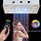 Ceiling Mounted Rainfall Waterfall Shower Head color changing led Brushed Nickel
