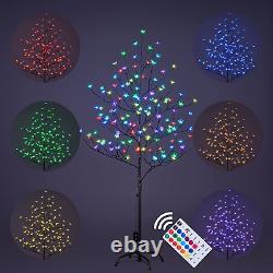 Cherry Blossom Lighted Tree 5 Feet, RGB with Remote Control, 16 Color-Changing M