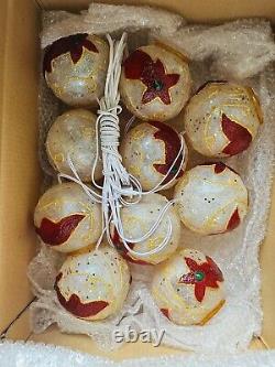 Christmas Fiver Balls Gold Red Star astring Lights 10pcs Set with Bulb US Seller