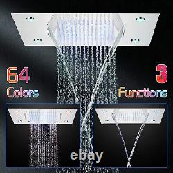 Chrome Color Changing LED Rainfall Waterfall Shower Head WithRemote Control