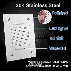 Chrome Color Changing LED Rainfall Waterfall Shower Head WithRemote Control