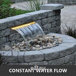 Color Changing 23.6 Lighted Spillway LED Stainless SteelWall Pond Spillway