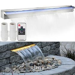 Color Changing 35.4 Lighted Spillway LED Stainless SteelWall Pond Spillway