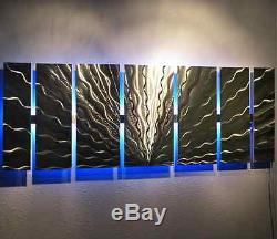 Color Changing LED Modern Abstract Metal Wall Art Sculpture Painting Decor RGB