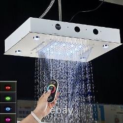 Color Changing LED Rainfall Shower Head Brushed Nickel Overhead Remote Control