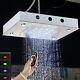 Color Changing LED Rainfall Shower Head Brushed Nickel Overhead Remote Control