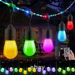Color Changing String Lights Outdoor with Timer Remote, 48Ft RGB LED Patio
